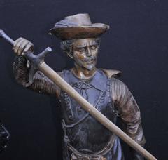 Pair of English Bronze Cavalier Soldiers Charles I Statues