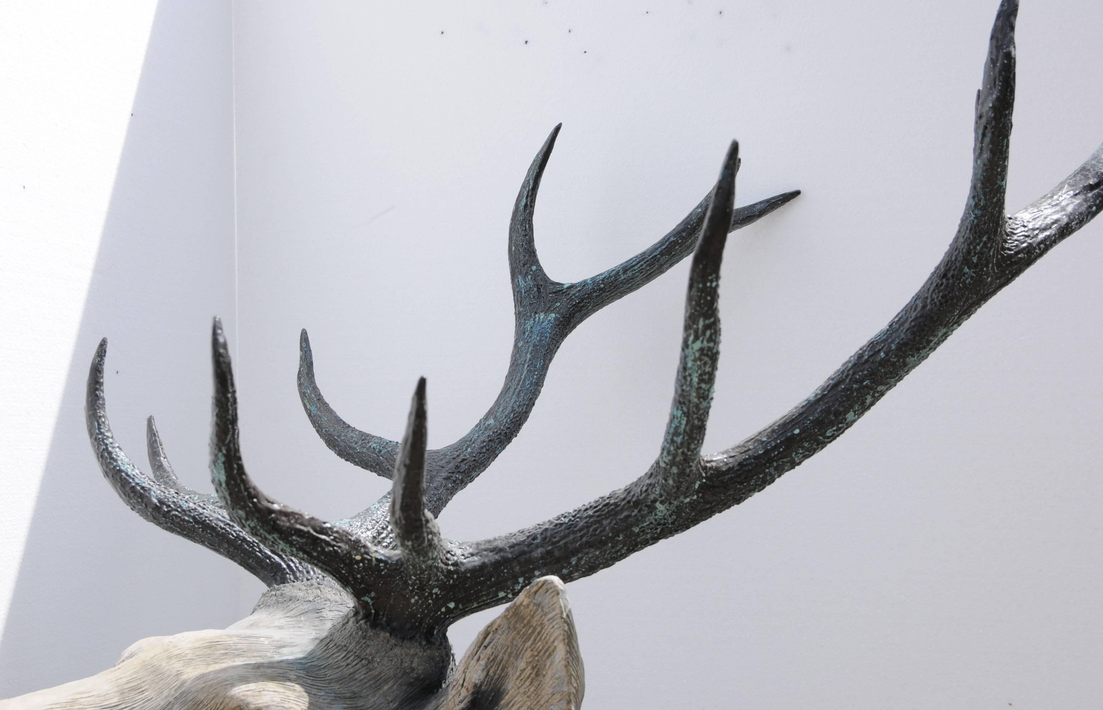 Late 20th Century Lifesize Stone Bronze Scottish Stag Xl Elk For Sale