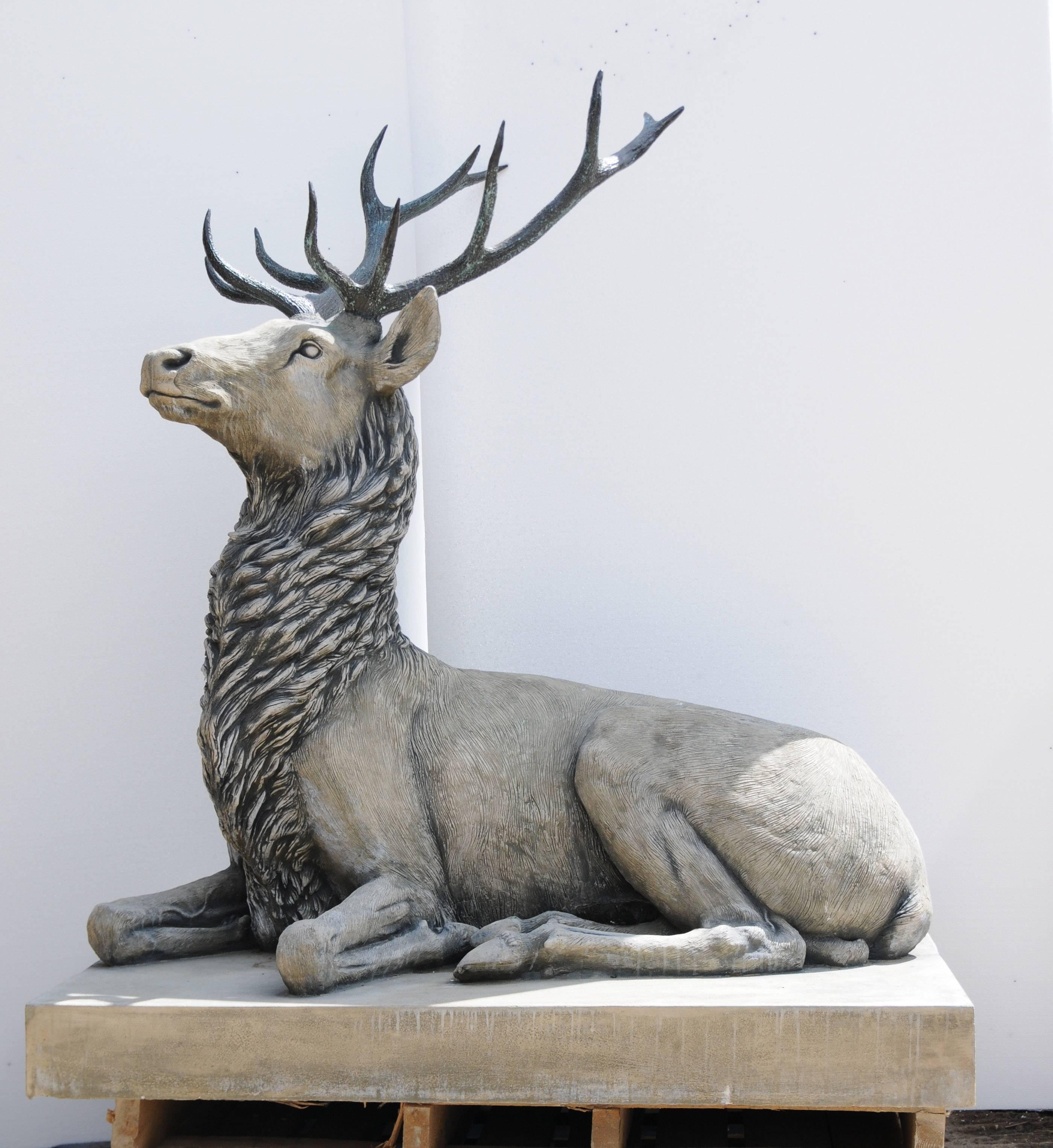 Lifesize Stone Bronze Scottish Stag Xl Elk For Sale 1