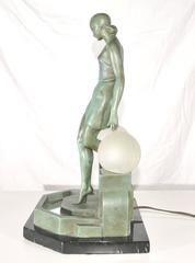 Art Deco Style Bronze Figurine Lamp After a Model by Fayral