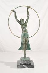 Art Deco Style Hoop Girl Antique Statue, After a model by Charles Sykes