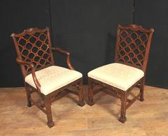 Ten Mahogany Chinese Chippendale Style Dining Chairs Gothic