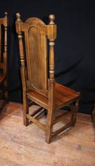 Set of Eight English Elizabethan Style Tudor Oak Dining Chairs