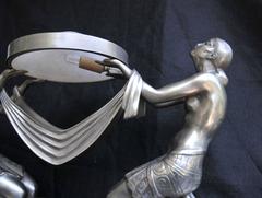 Art Deco Style Bronze Lamp Biba Figurine Offrande Table Light