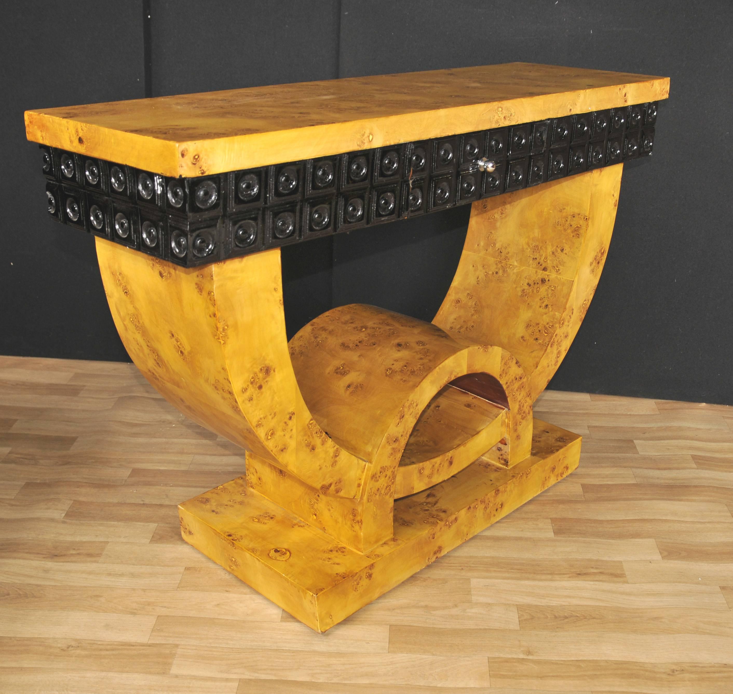 Art Deco Style Console Table Blonde Walnut Hall Tables For Sale 2
