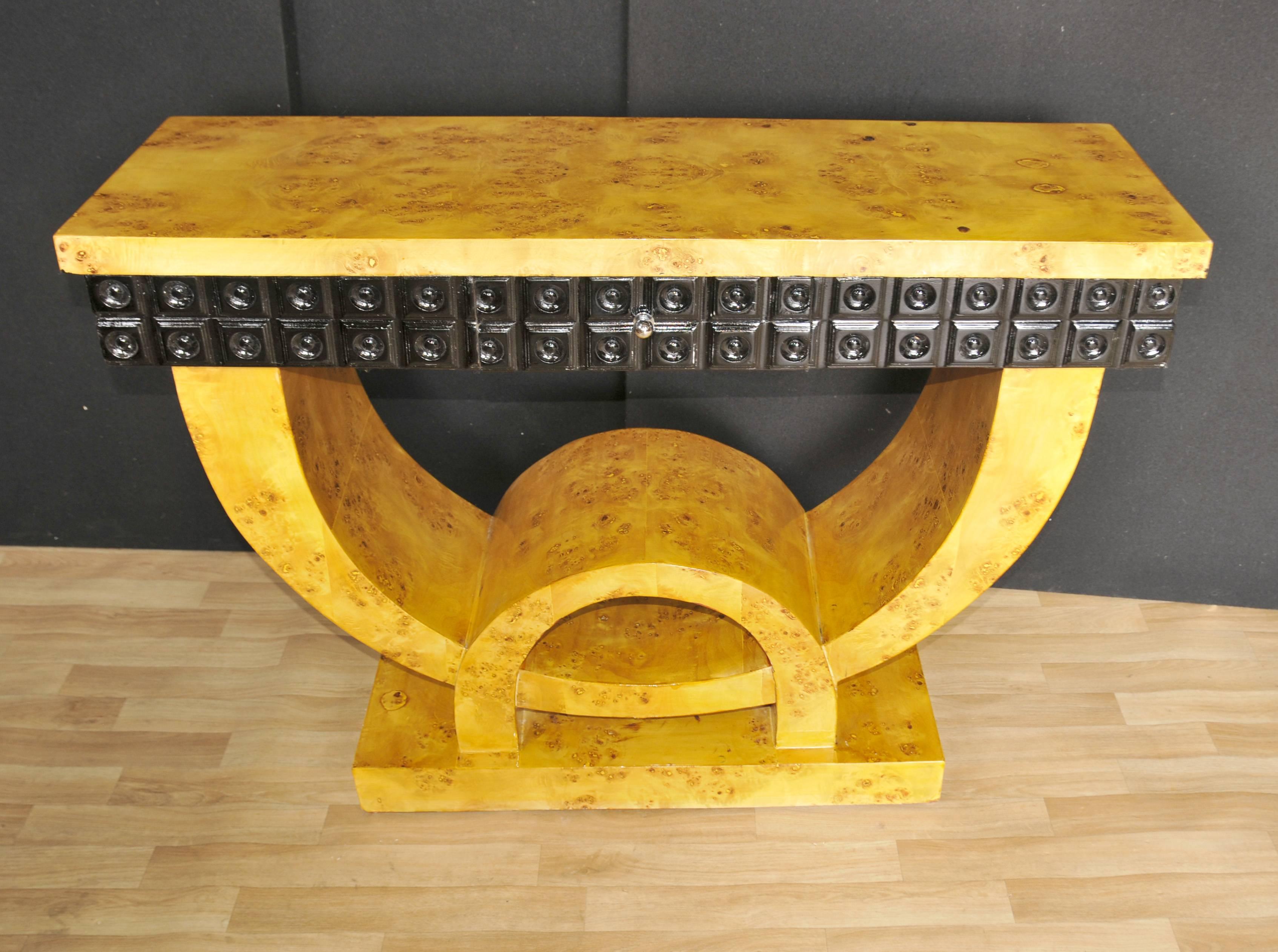 Art Deco Style Console Table Blonde Walnut Hall Tables For Sale 3