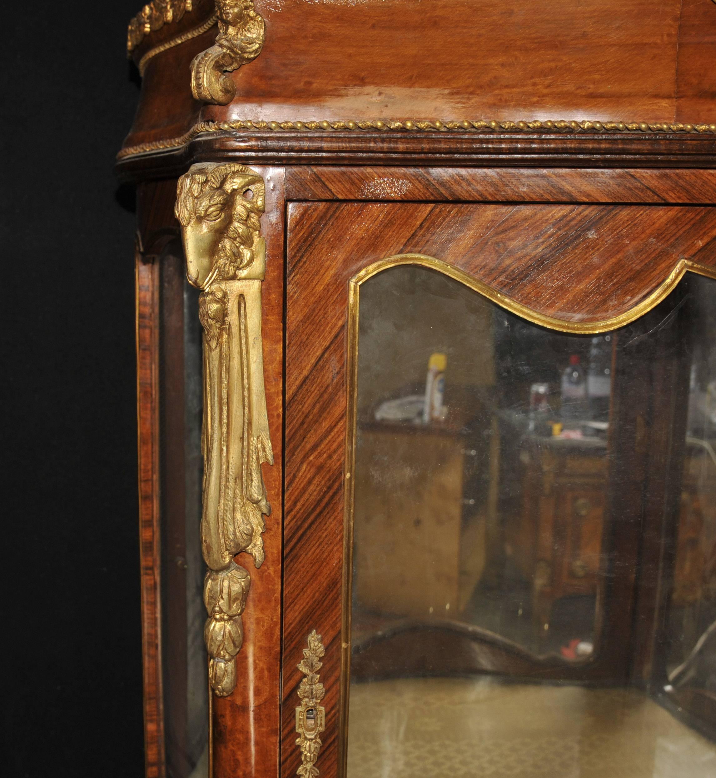 Empire Antique French Vernis Martin Style Display Cabinet Angelica Kauffman For Sale