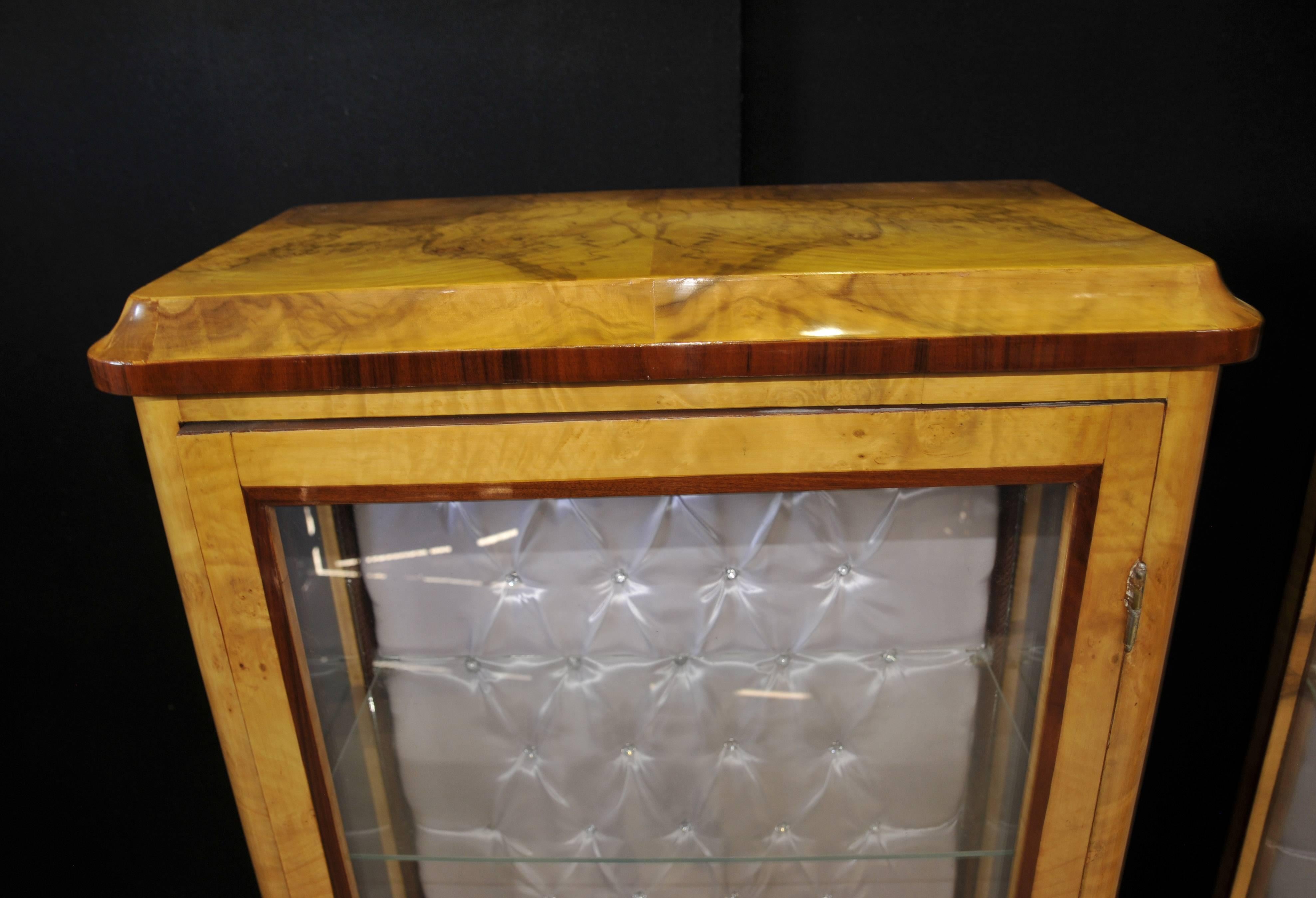 Pair of Art Deco Style Display Cabinets Glass Fronted Bijouterie For Sale 2