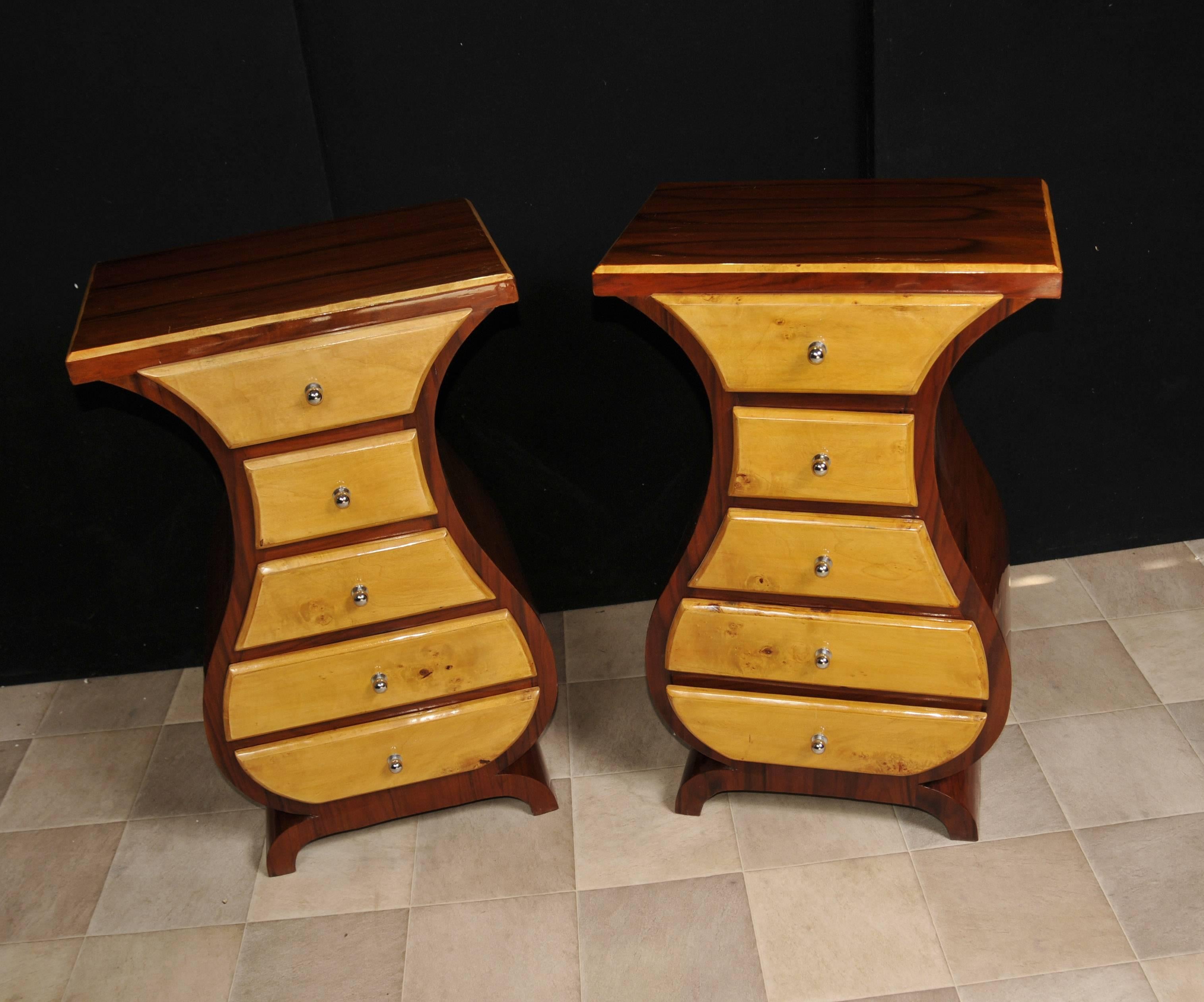 Contemporary Pair of Art Deco Style Bedside Chests/ Nightstands Modernist Furniture For Sale