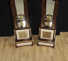 Pair French Empire Style Marble Pedestal Column Stands