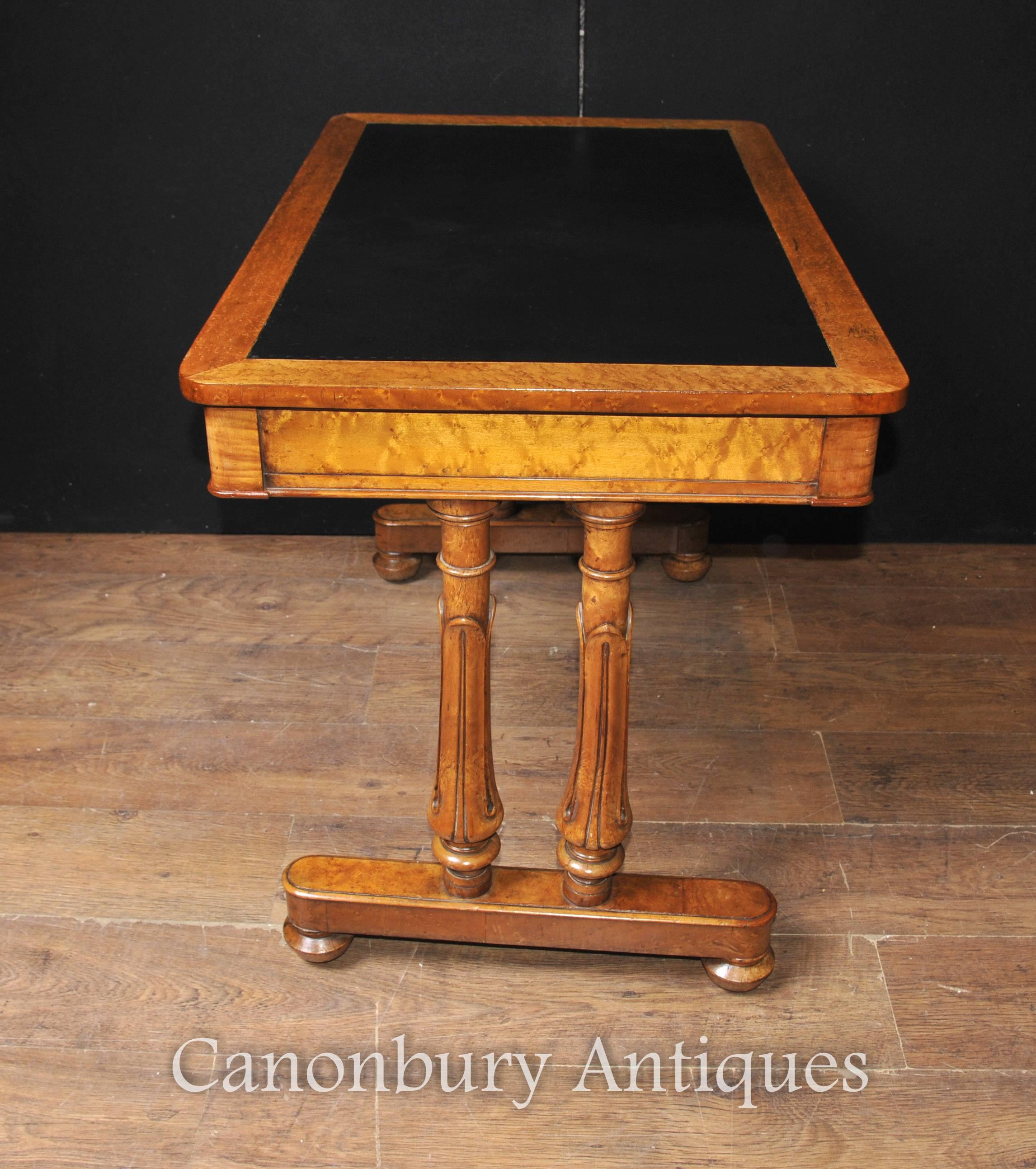 Antique Maple Wood Regency Writing Table Desk, circa 1830 Tulip Legs In Good Condition For Sale In Potters Bar, Herts