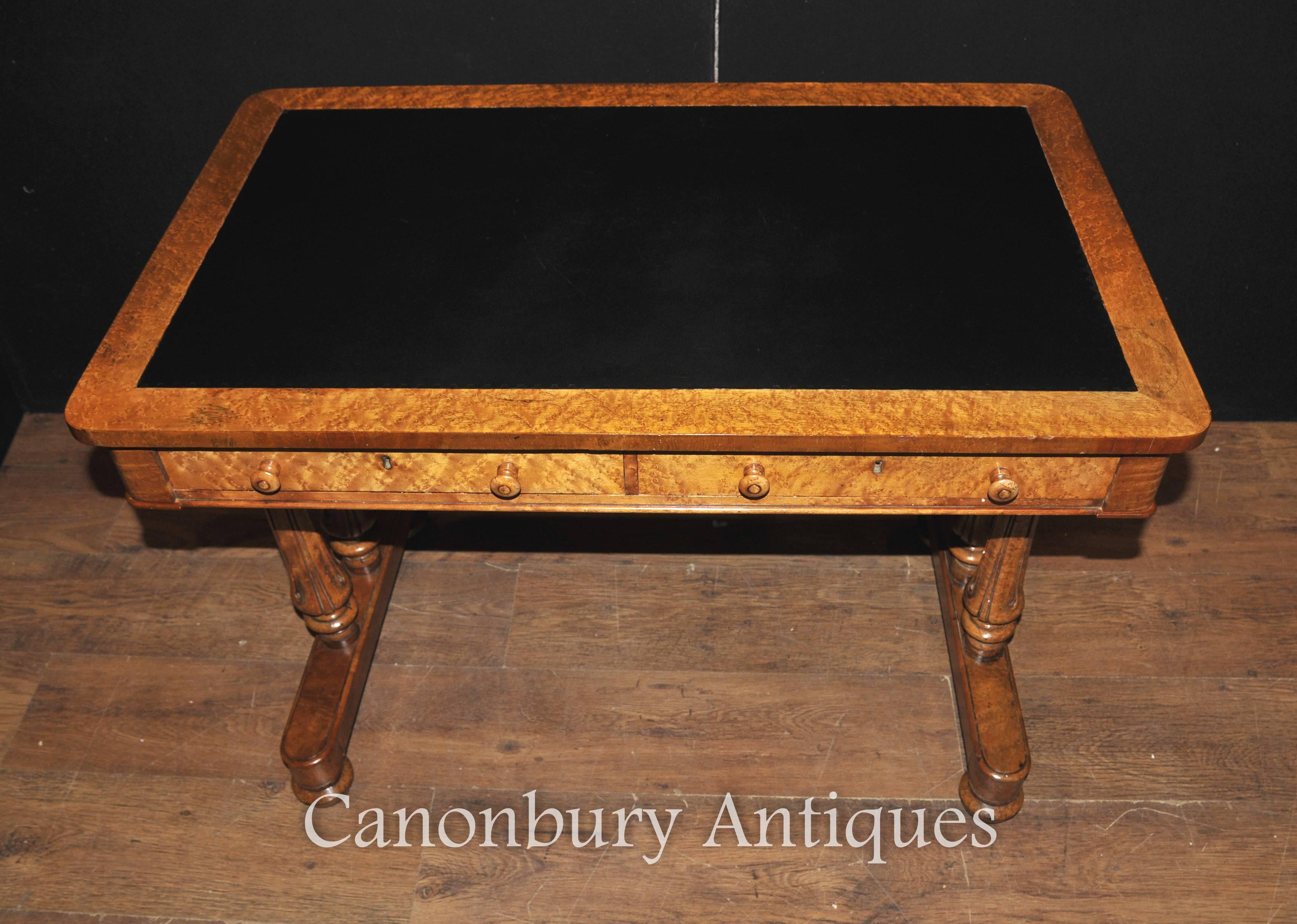 Late 19th Century Antique Maple Wood Regency Writing Table Desk, circa 1830 Tulip Legs For Sale