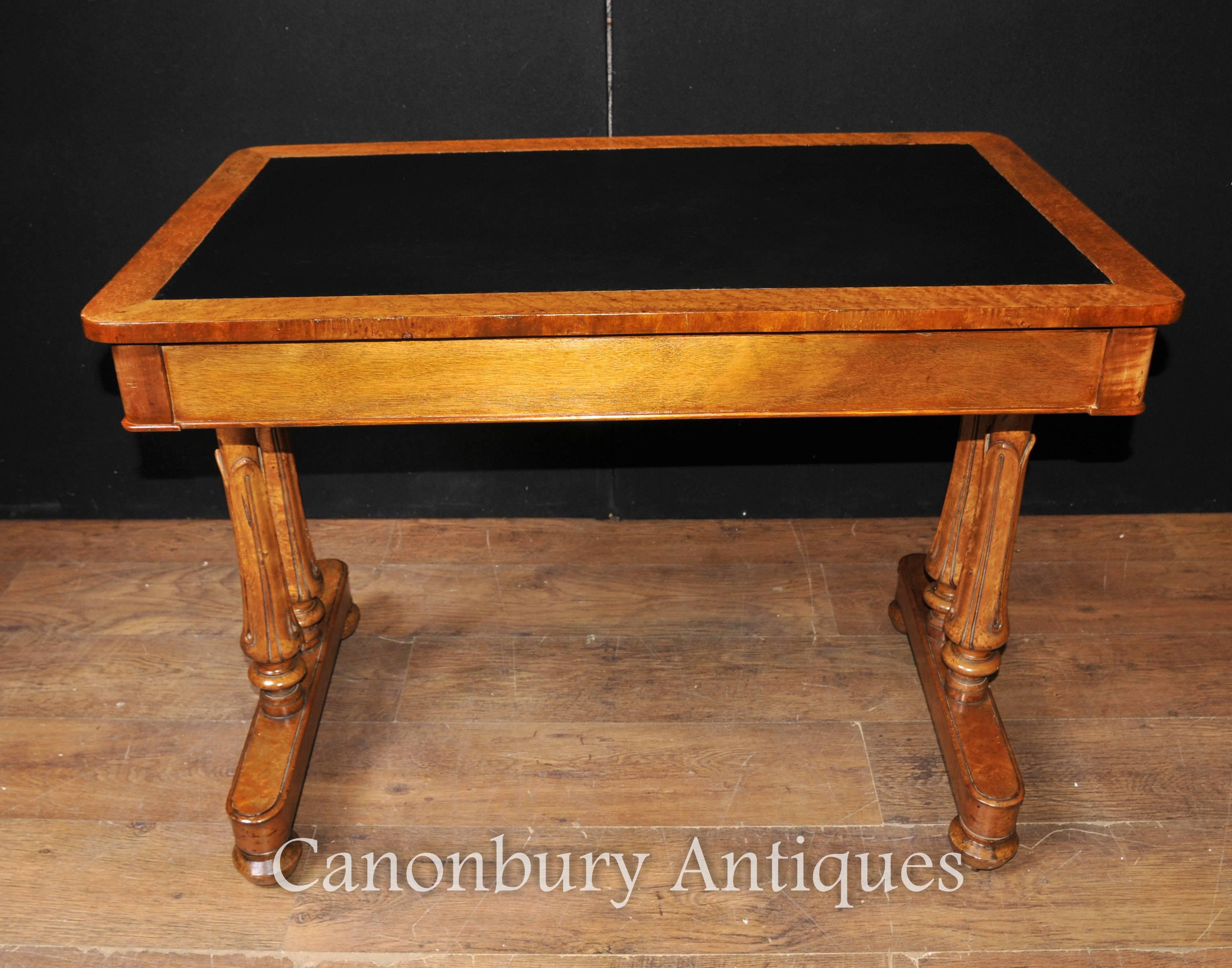 Antique Maple Wood Regency Writing Table Desk, circa 1830 Tulip Legs For Sale 1