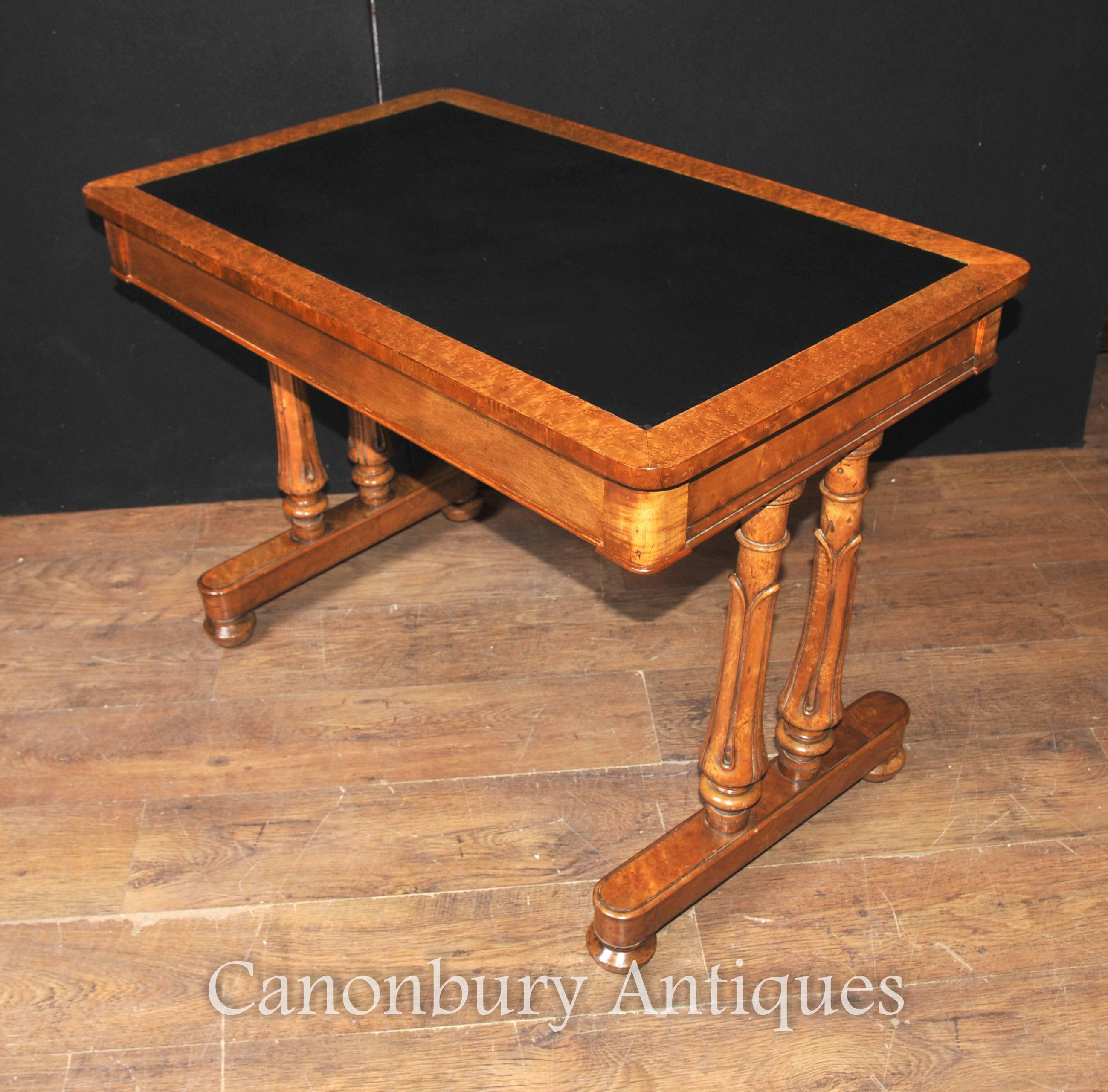 Antique Maple Wood Regency Writing Table Desk, circa 1830 Tulip Legs For Sale 2