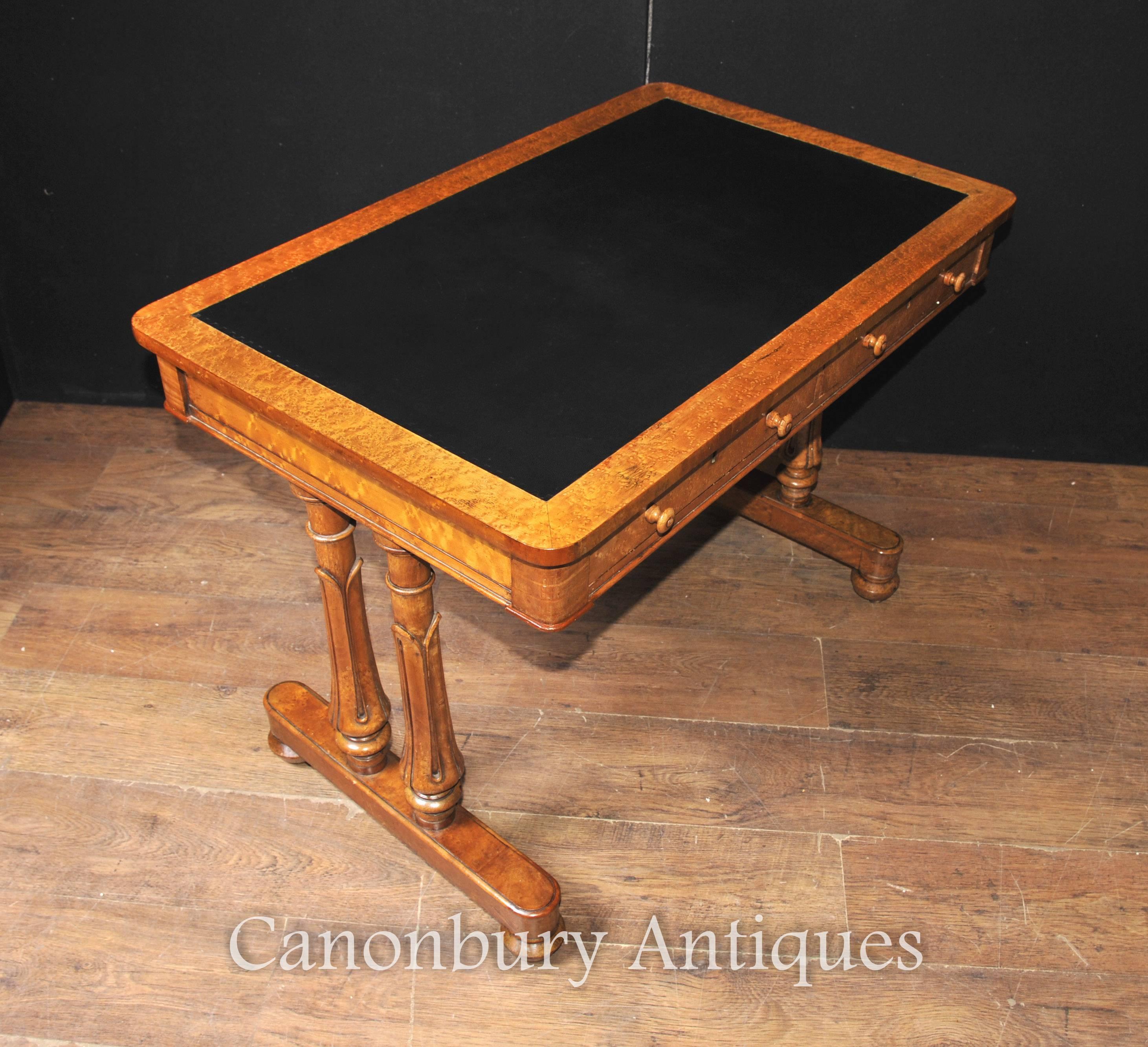 Antique Maple Wood Regency Writing Table Desk, circa 1830 Tulip Legs For Sale 3