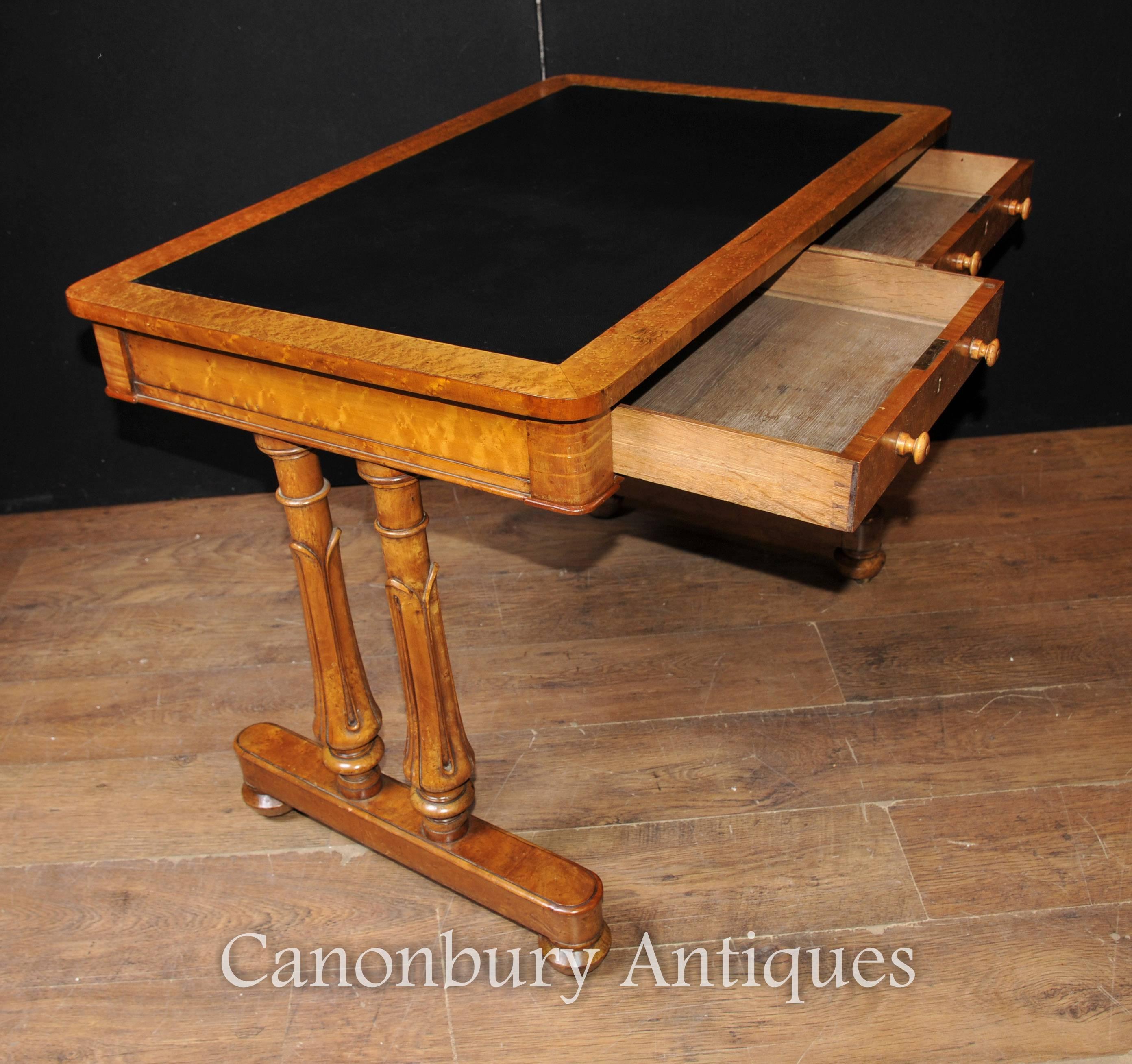 Antique Maple Wood Regency Writing Table Desk, circa 1830 Tulip Legs For Sale 4