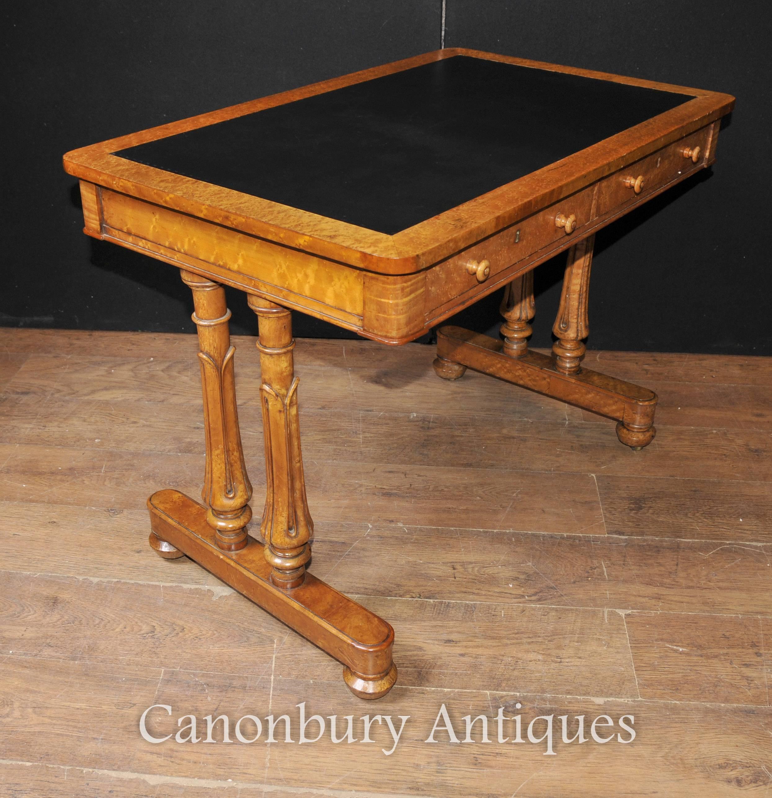 Antique Maple Wood Regency Writing Table Desk, circa 1830 Tulip Legs For Sale 5