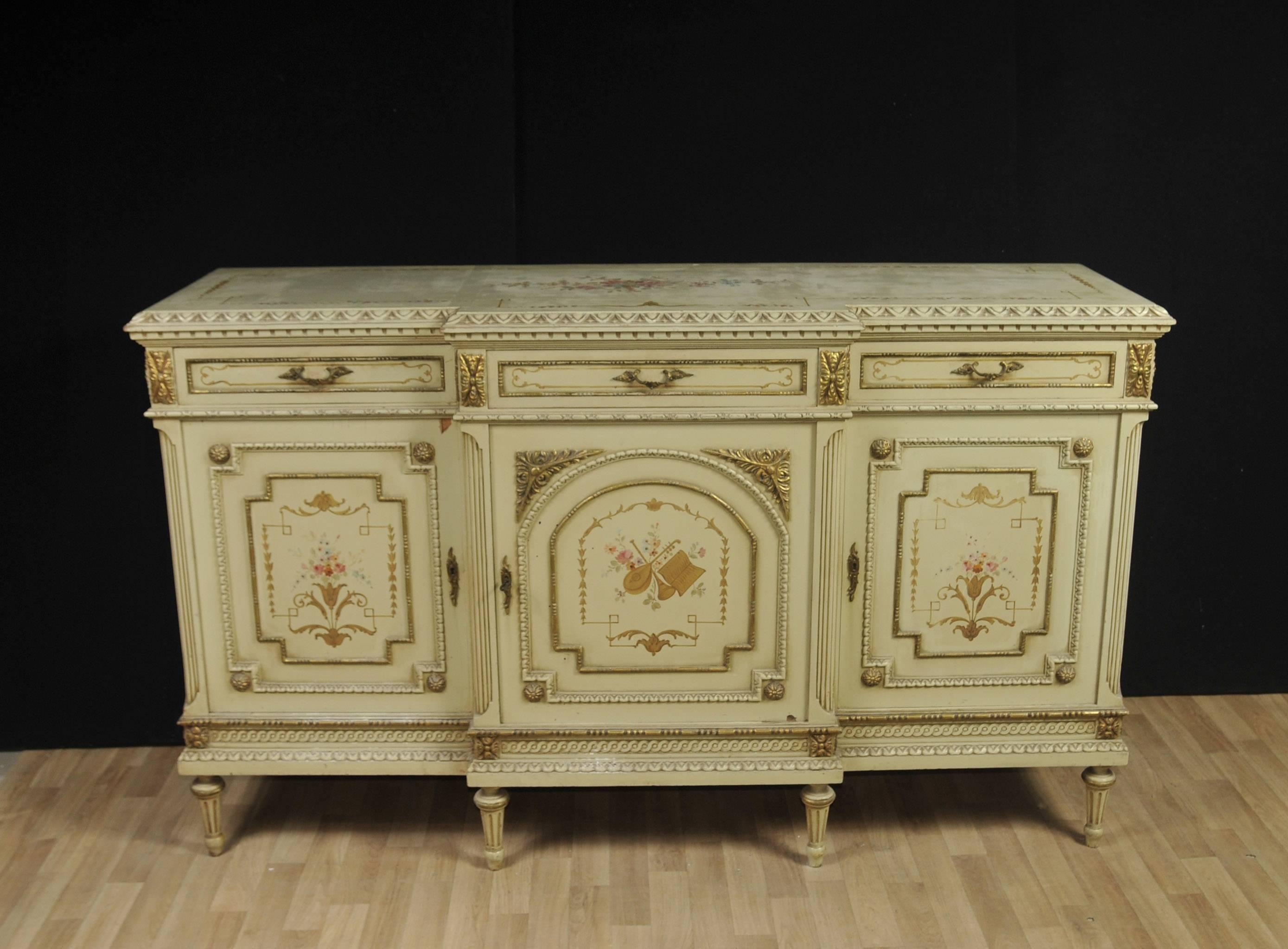 Neoclassical French Classical Painted Cabinet Sideboard Server For Sale