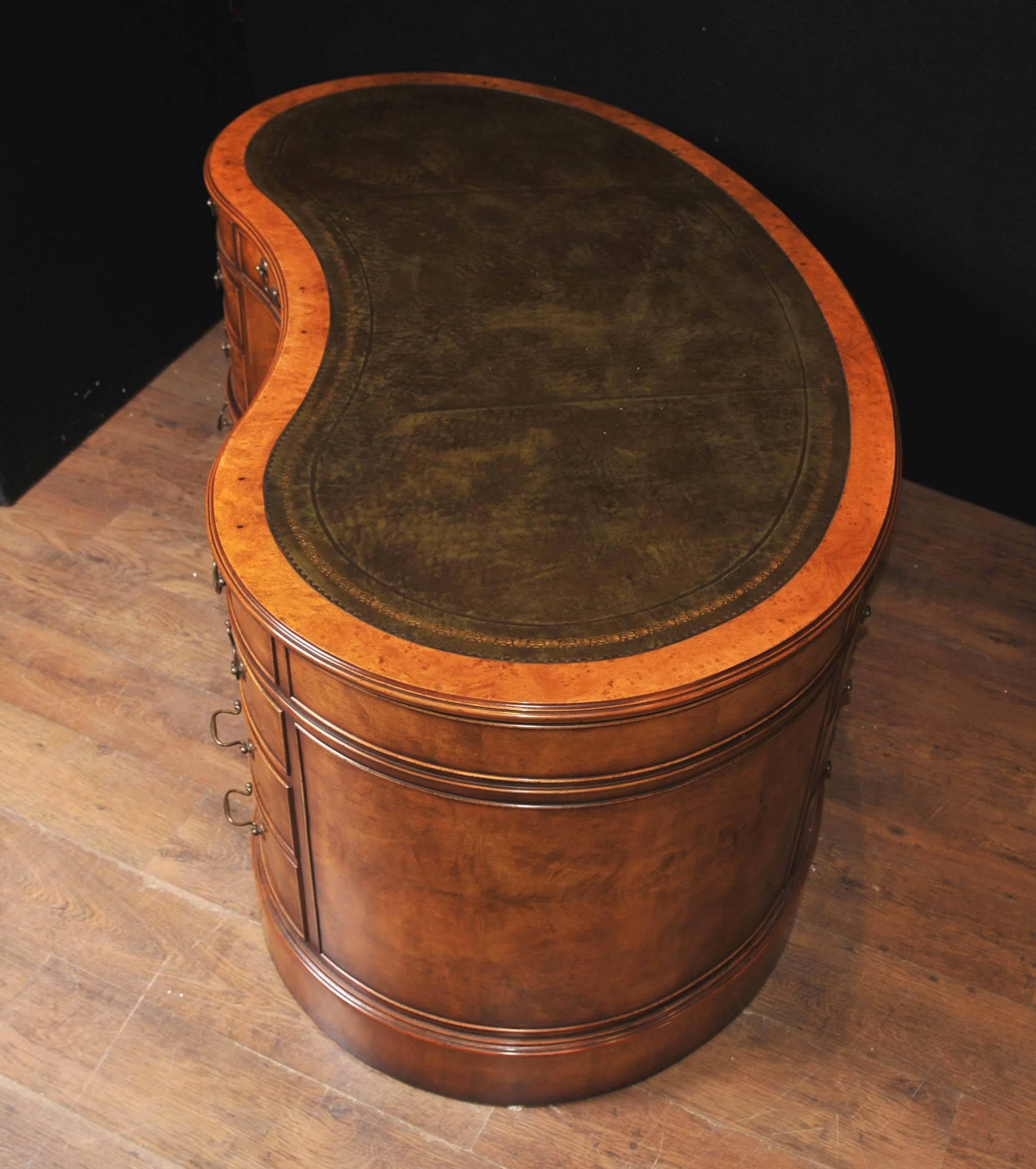 Contemporary Regency Style Kidney Bean Desk in Satinwood For Sale