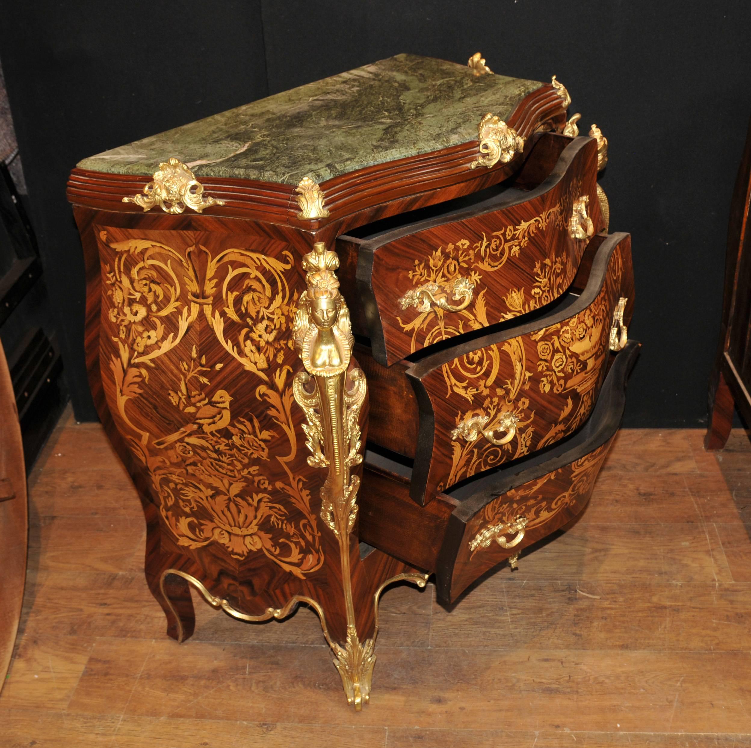 Pair of Louis XVI Bombe Commodes Chests of Drawers Marquetry Inlay 5