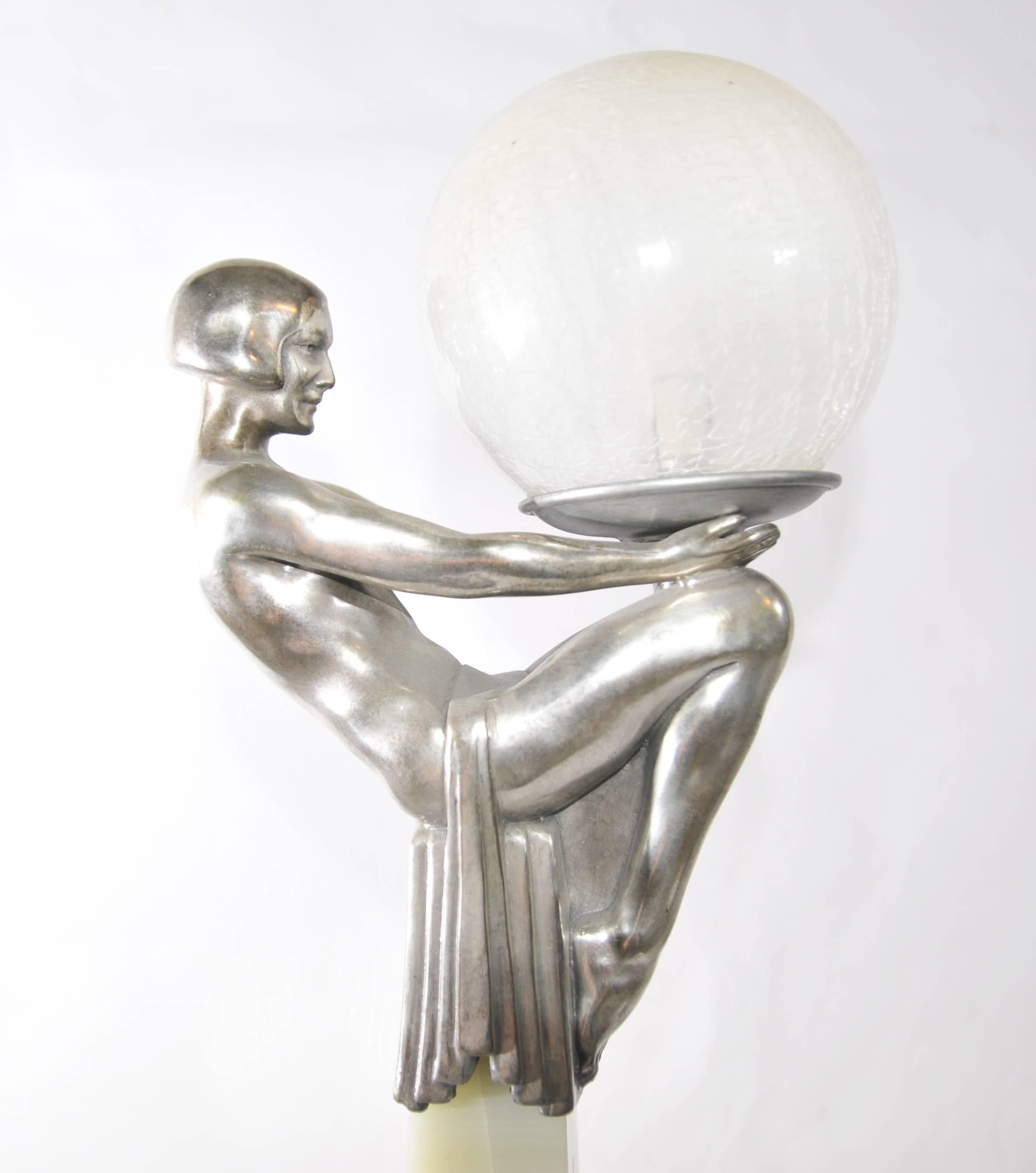 Art Deco Bronze Dancer Biba Girl Lamp Figurine Obelisk Clarte In Good Condition In Potters Bar, Herts