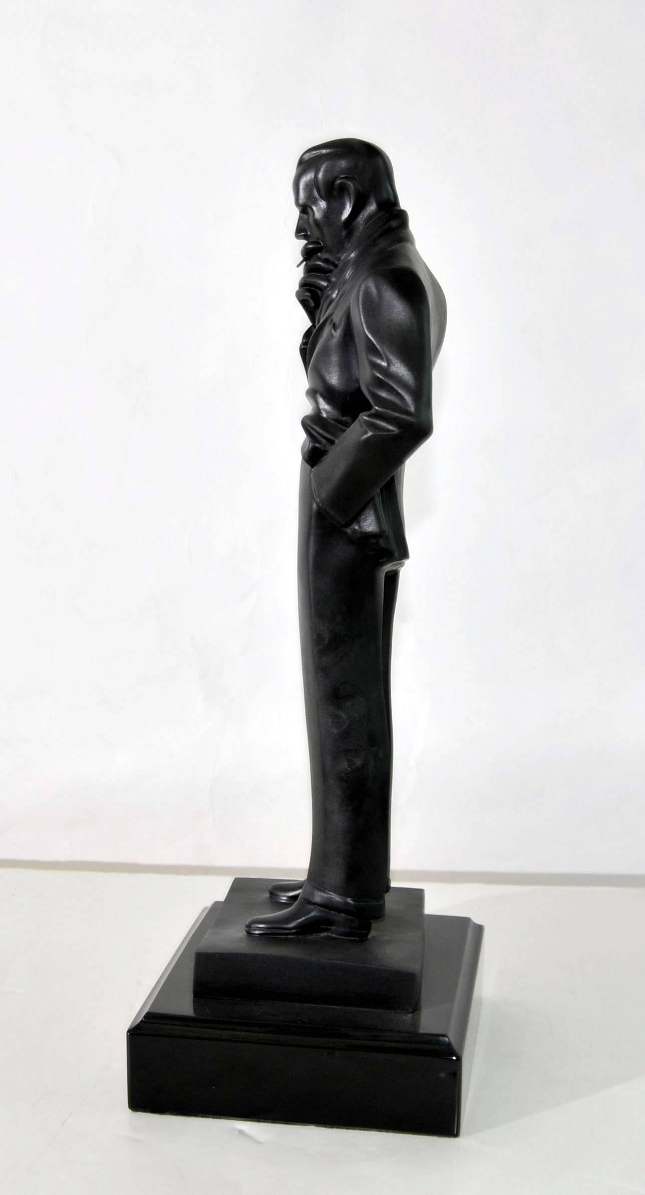 You are viewing a gorgeous bronze casting of The Smoker based on J.C Leyendecker.
This piece is based in Los Angeles, California.
Leyendecker was one of the pre-eminent American illustrators of the early 20th century.
The piece is in black bronze