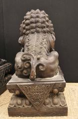 Pair of Extra Large Bronze Chinese Foo Dogs Keiloon Fu Temple Statue