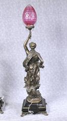 Pair of Bronze Lights, Signed Gregoire Statue Liberty Torcheres