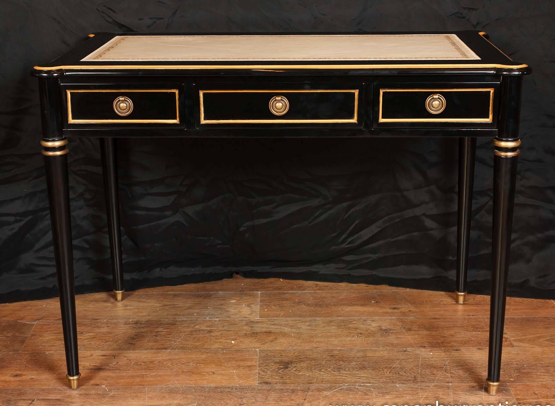 Regency Lacquer Desk Writing Table Bureau Plat In Excellent Condition For Sale In Potters Bar, Herts
