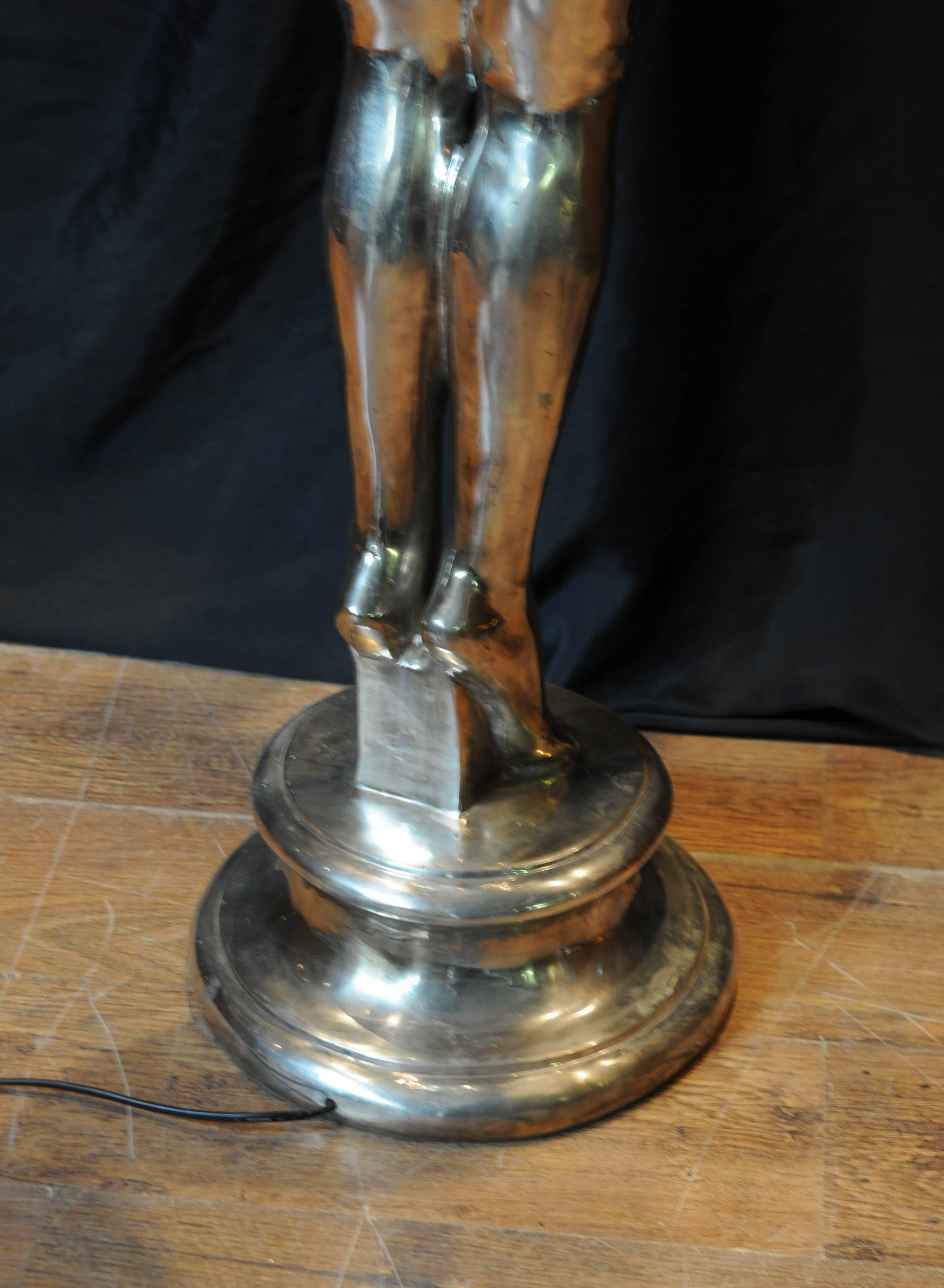 Extra Large Silver Bronze Art Deco Style Biba Lamp Floor Light Lamps Statue For Sale 2