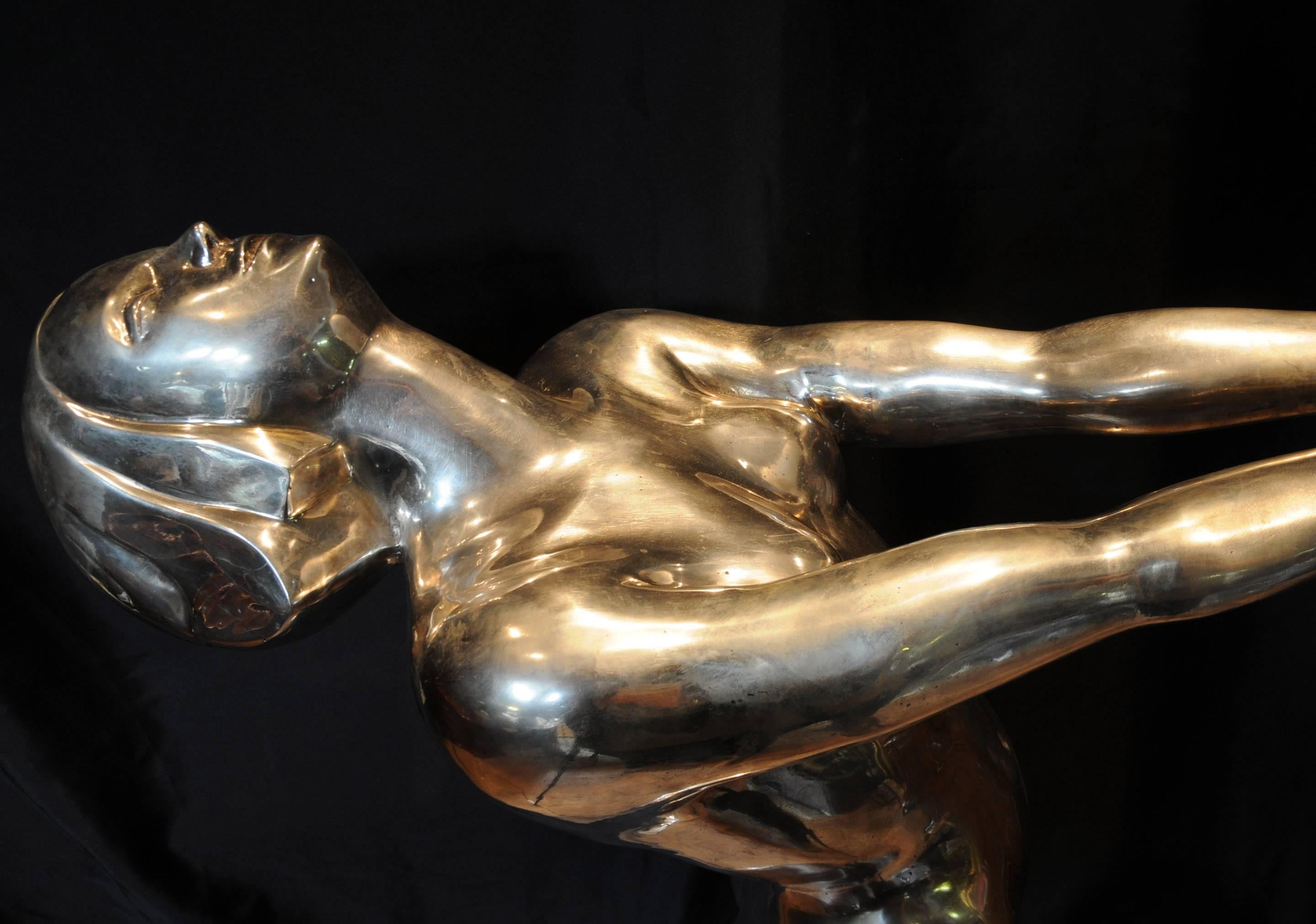 Extra Large Silver Bronze Art Deco Style Biba Lamp Floor Light Lamps Statue For Sale 3