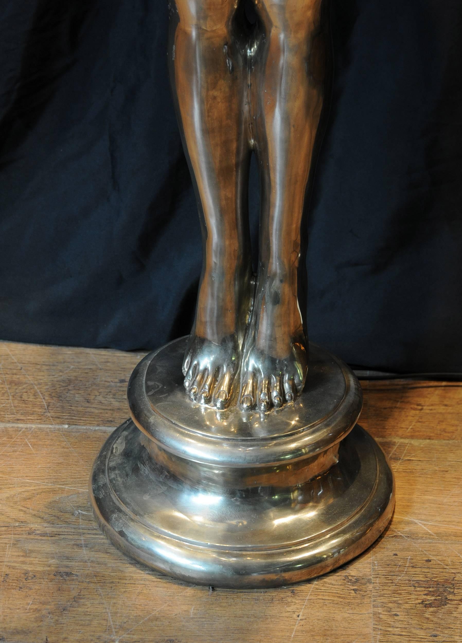 Extra Large Silver Bronze Art Deco Style Biba Lamp Floor Light Lamps Statue For Sale 5