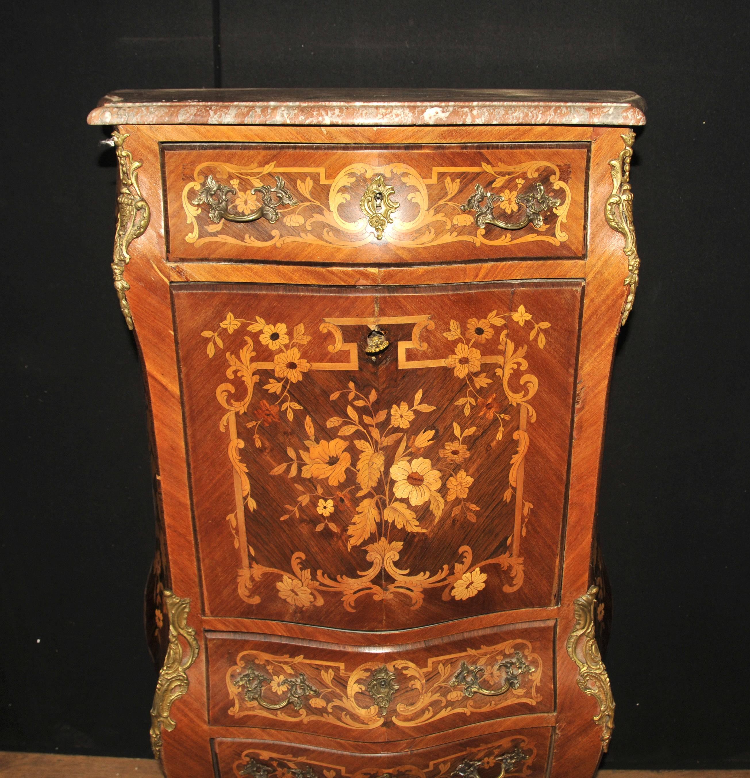 French Antique Escritoire Desk Chest 1900 Inlaid Empire For Sale 2