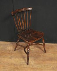 Set of Eight Antique Oak Windsor Chairs 1920 Kitchen Dining Chair