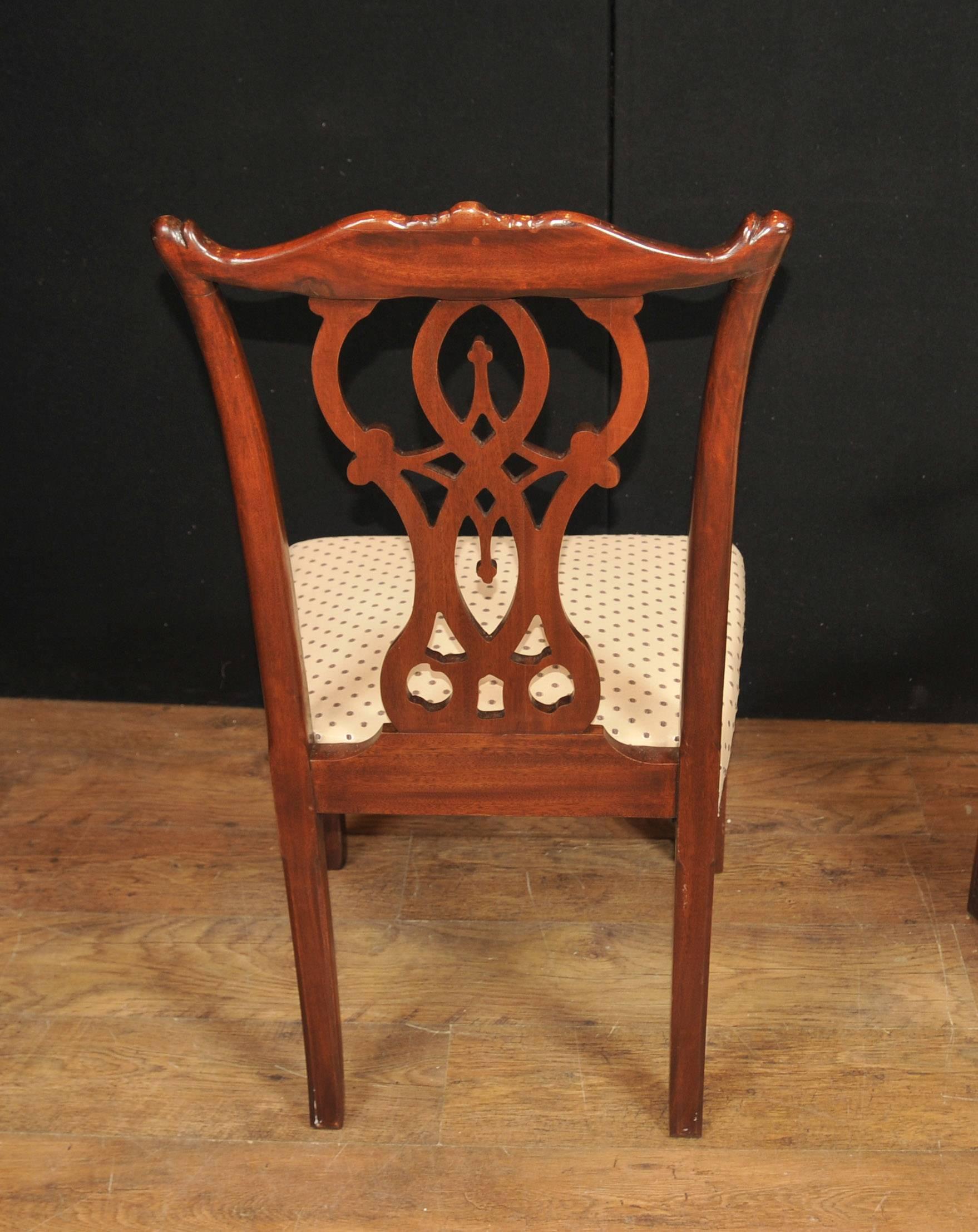 Contemporary Set Ten Mahogany Chippendale Style Dining Chairs English Furniture For Sale