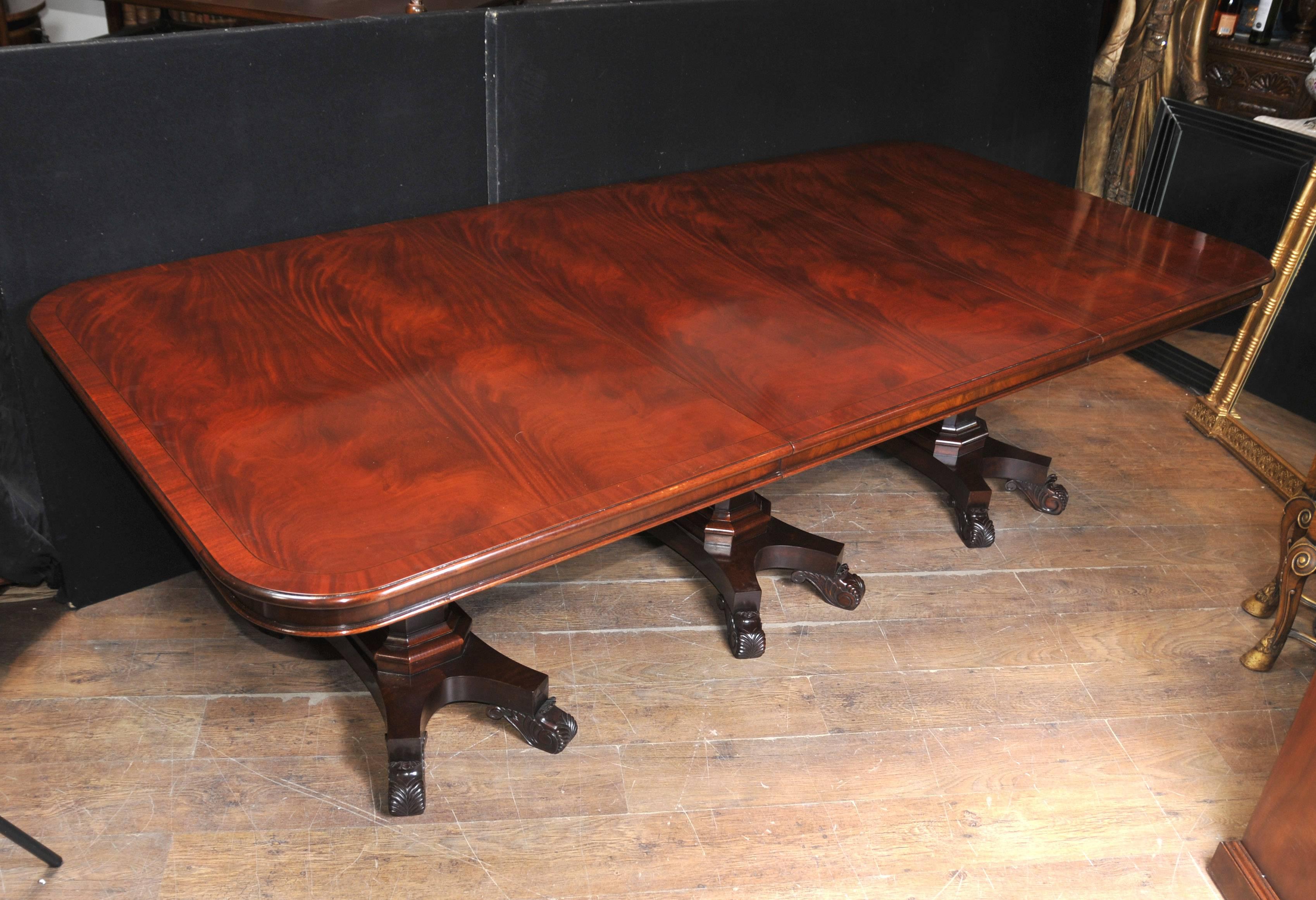 Regency Style Dining Table Mahogany Triple Pedestal Manner George Bullock For Sale 4