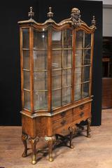 Antique Walnut Display China Cabinet Libertys of London Bookcase, 1890