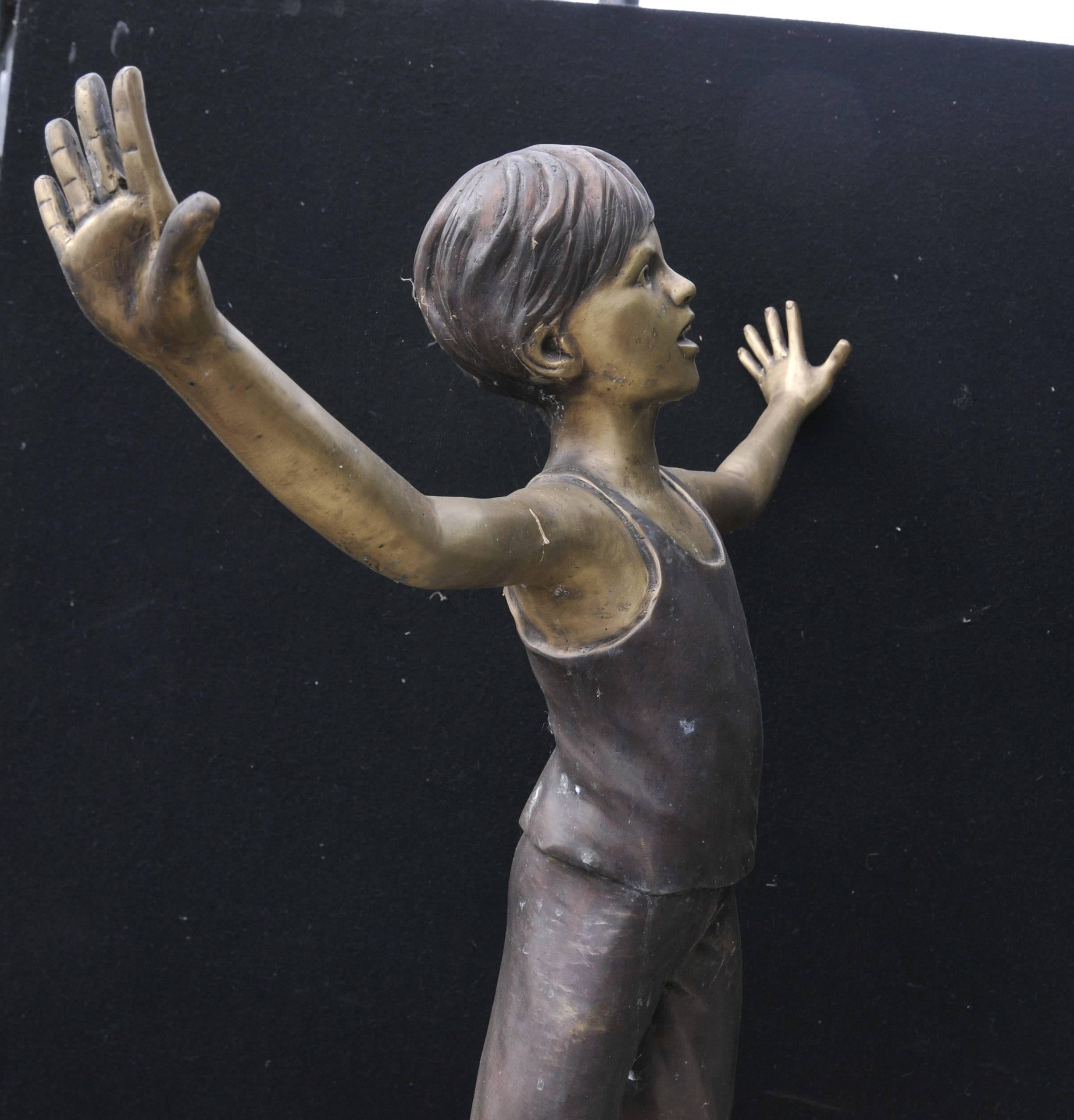 Extra Large Lifesize Bronze Statue Three Children Acrobatics Garden Sculpture 2