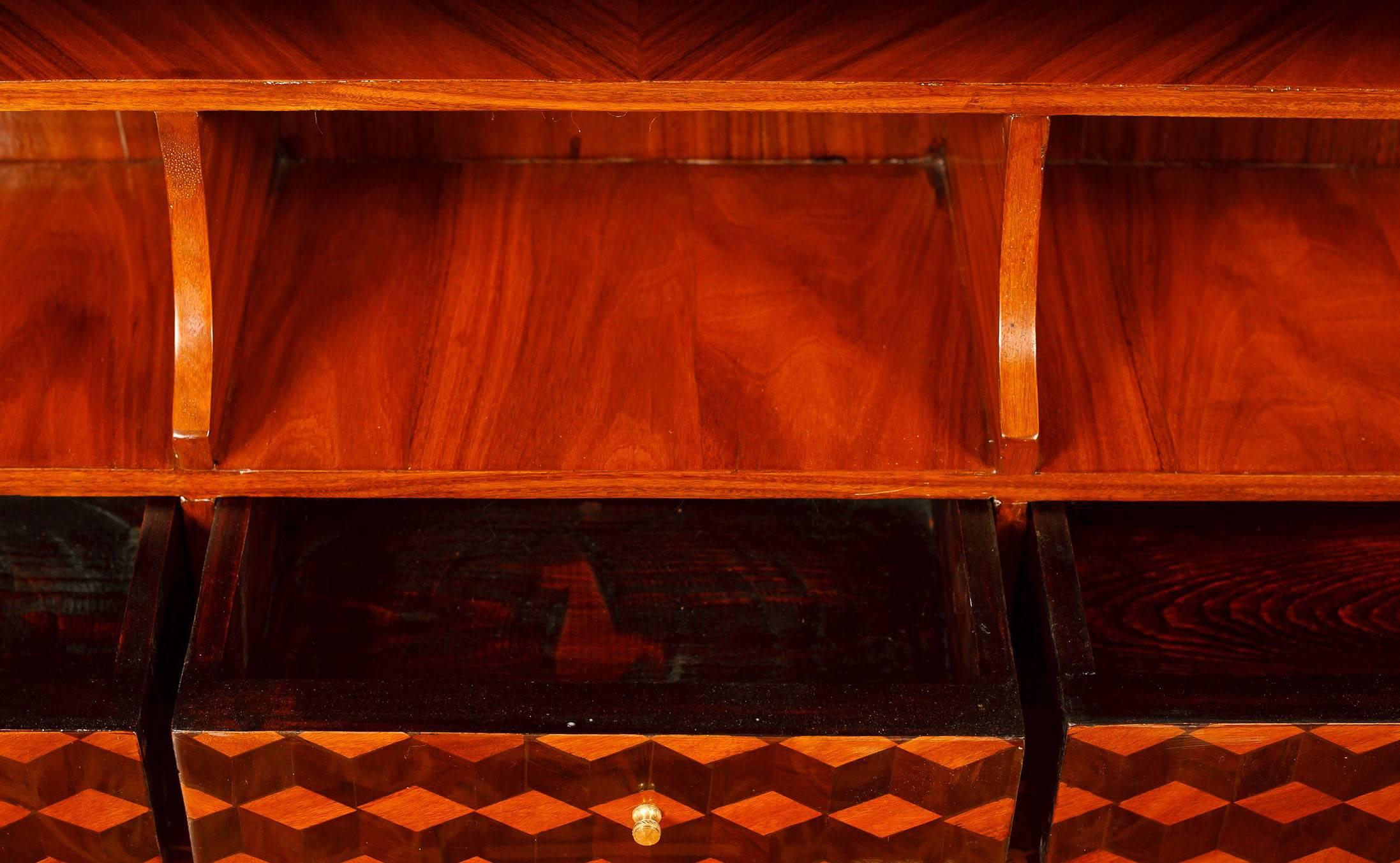 Please come and view in our Herfordshire antiques warehouse just 20 mins north of London.
Stunning French Louis XV style desk - or Bureau Du Roi - handcrafted from kingwood.
This is based on the original as found in the Palace of Versaille and is