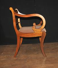 Set Eight Walnut Antique Regency Dining Chairs Brass Inlay