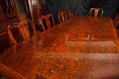 Walnut Dining Set Regency Style Table and Queen Anne Chairs Suite