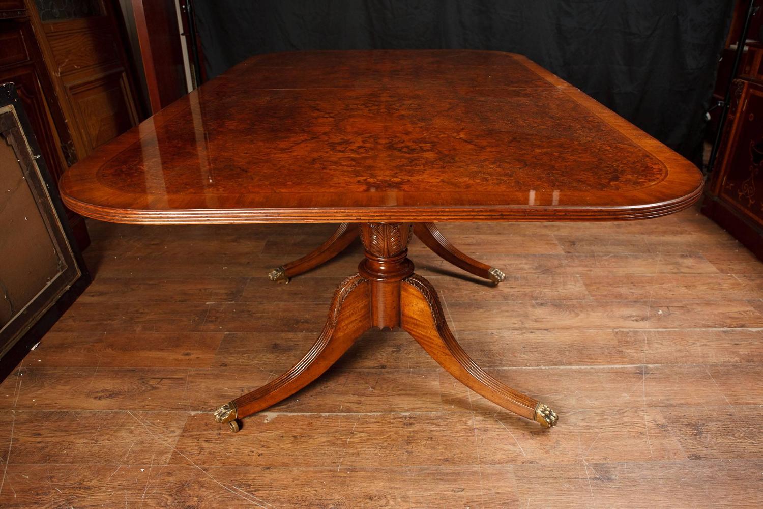 Regency Pedestal Dining Table Walnut Extending Tables For