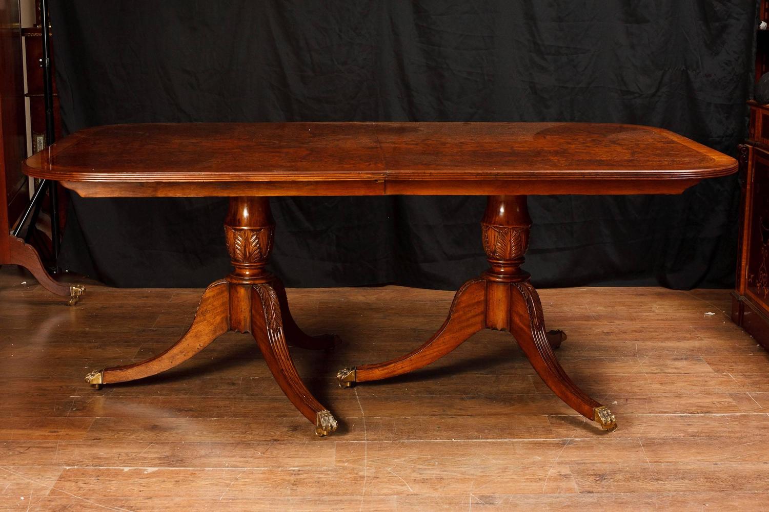 Regency Pedestal Dining Table Walnut Extending Tables For
