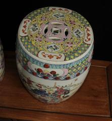 Pair of Chinese Kangxi Porcelain Garden Seats Stools Dragon Urns