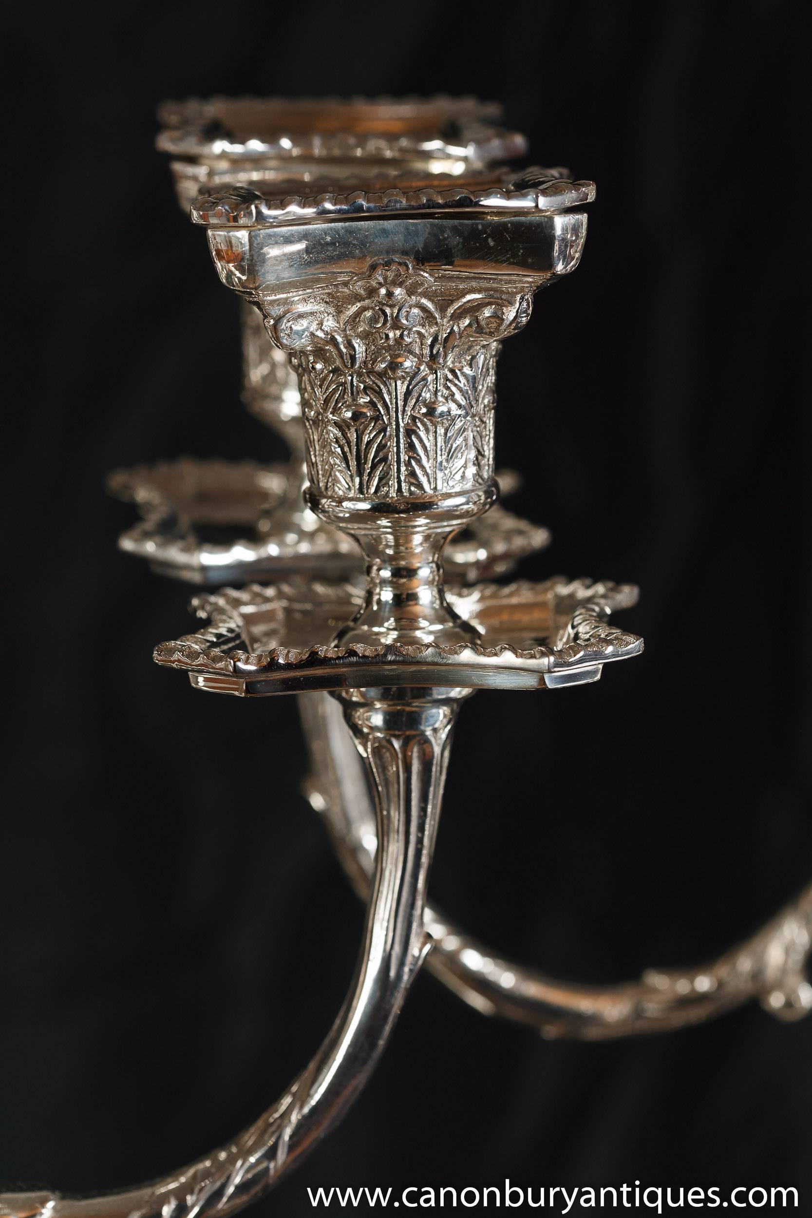 Regency Style Silver Plate Candelabras Doric Column Candles For Sale 4
