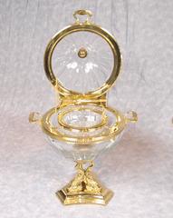 Pair of Russian Czar Alexander Style Caviar Server Bowls Glass Ormolu Serpent