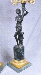 Pair of French Bronze Candelabras Signed Cauvet Ormolu Candles
