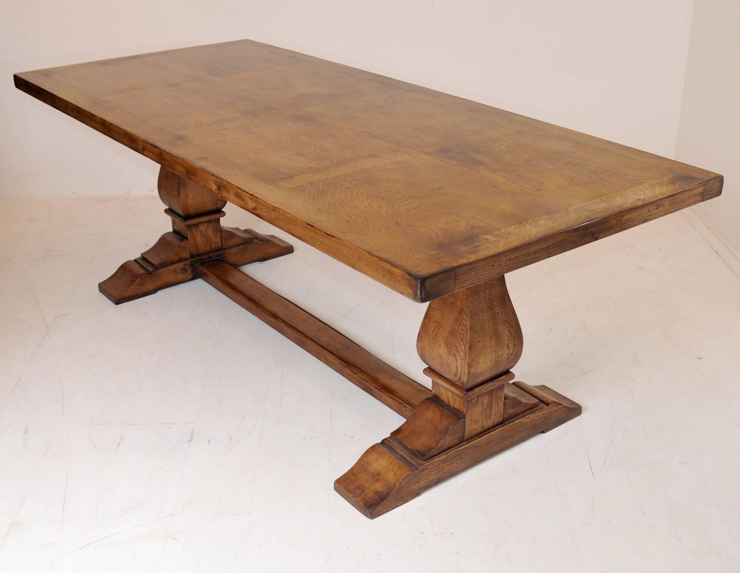 Rustic English Farmhouse Oak Refectory Table Trestle Tables For Sale