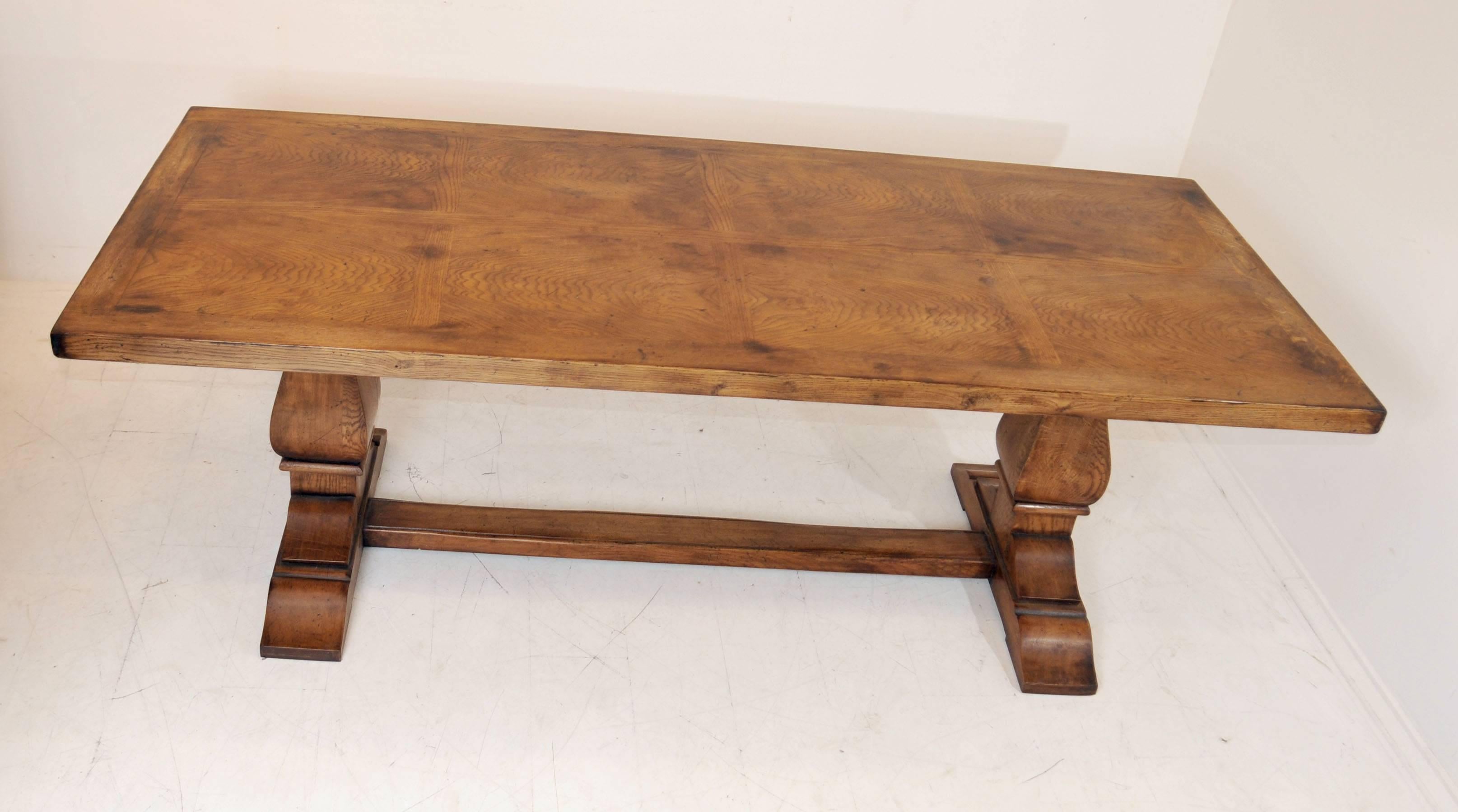 English Farmhouse Oak Refectory Table Trestle Tables For Sale 1