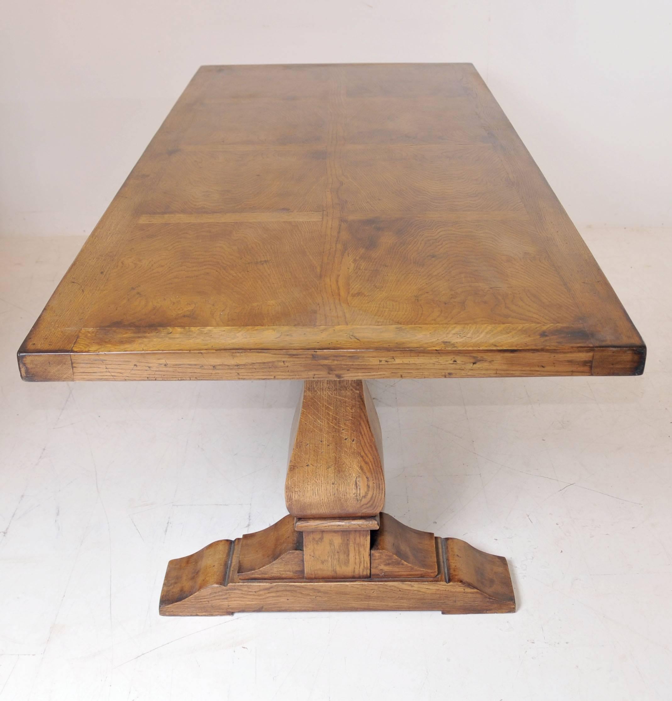 Late 20th Century English Farmhouse Oak Refectory Table Trestle Tables For Sale
